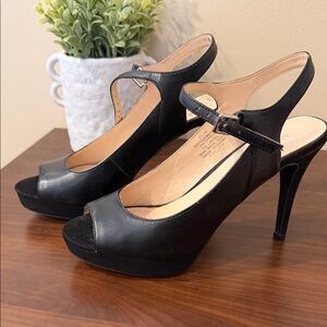 Nine West Black Platform Heels with Ankle Strap